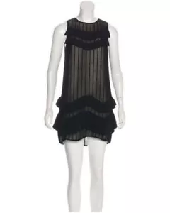 3.1 Phillip Lim $575 Black Sleeveless Chevron Dress Ruffles Detail Size 8 - Picture 1 of 8