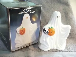 WB- KERAMIK GESPENST (HÄLT JACK-O-LANTERN) VOTIVLAMPE (KERZE) #49958 - Bild 1 von 11