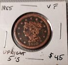 1855 Braided Hair Large Cent *Upright 5's*