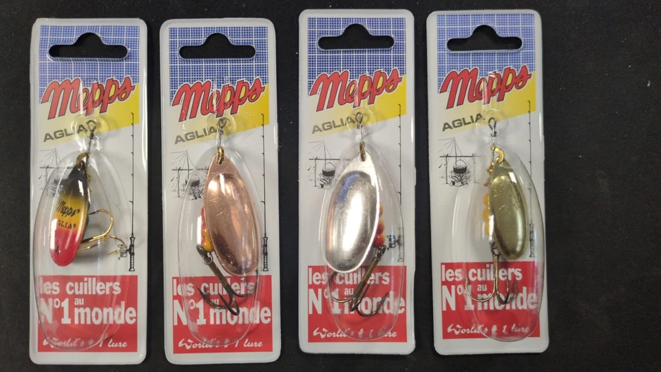 4 x Mepps Spinner Blinker Aglia 2 x Nr.4 / 2 x Nr.5 Barsch Hecht - Bild 1 von 1