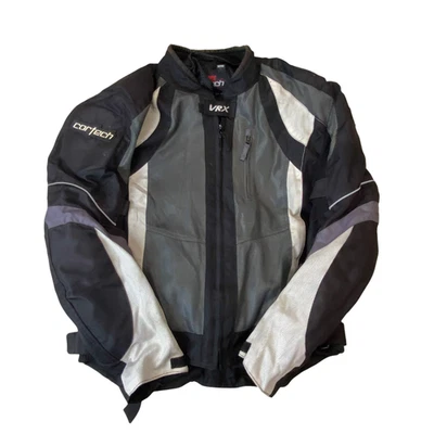 Cortech VRX Air Motorcycle Jacket Mens M Black Grey Padded Mesh Lined Zip Up - Image 1 of 4
