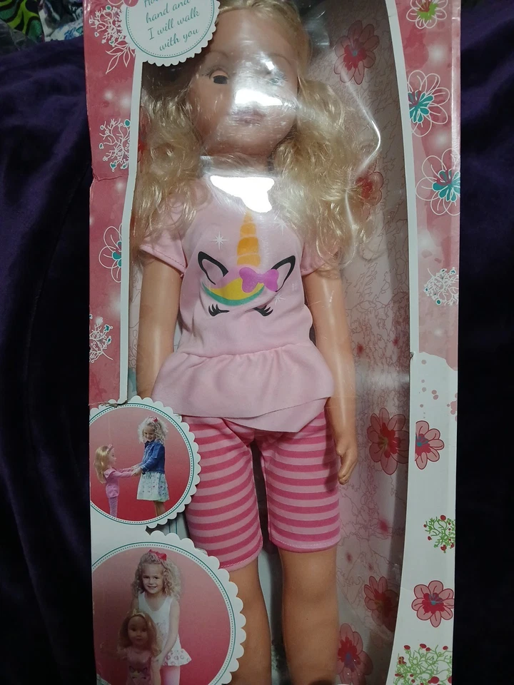 Uneeda Wispy Walker 27 In Doll Blonde Hair, Blue Eyes,  Pink Top & Capris - Image 1 of 1