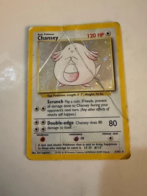 Pokémon TCG Chansey Base Set Holo Rare Card 3/102 Heavily Played 1999 - Image 1 of 4