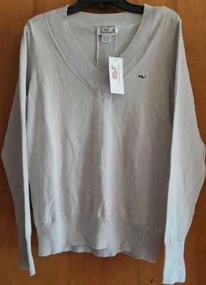 Suéter Pullover XS Gris Heritage Cuello en V Para Mujer VINEYARD VINES NUEVO CON ETIQUETAS Foto 1 de 2