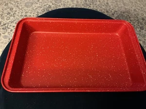 Rot gesprenkeltes Emaillegeschirr 11" x 7" x 2" Backform - Bild 1 von 3