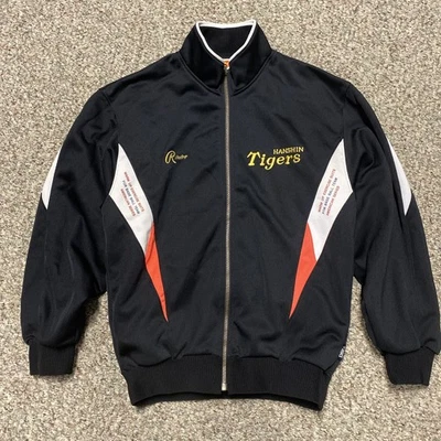 Hanshin Tigers Jacket ASICS Rawlings Black L Logo Baseball Warmup Jacket - Image 1 of 4