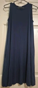 Time And Tru Tank Dress Women's S Navy Blue Sleeveless Pockets Ultra Stretch - Picture 1 of 4