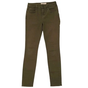 Pantalones de mezclilla ajustados elásticos de tiro alto 26 verde militar inéditos para mujer - Imagen 1 de 9