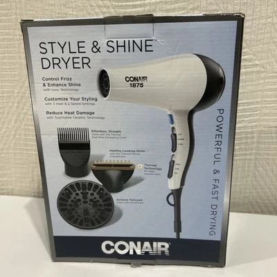 Secador de pelo Conair 1875 vatios estilo y brillo; tecnología térmica con accesorios Foto 1 de 4
