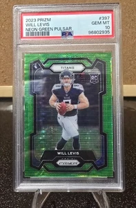 2023 Panini Prizm WILL LEVIS *ROOKIE NEON GREEN PULSAR PRIZM* #397 graded PSA 10 - Bild 1 von 2
