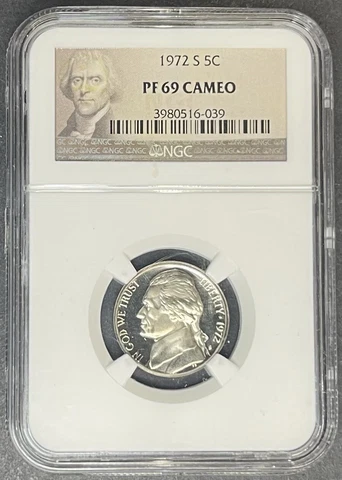 1972-S Proof Jefferson Nickel NGC PF-69 Cameo, Buy 3 Items, Get $5 Off!! Cover