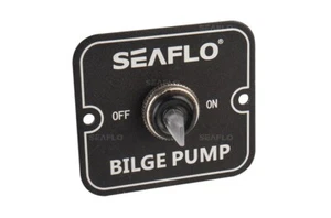 Seaflo 2-Way Bilge Pump Switch Panel (OFF-ON) Black Aluminum Flush Fit. - Picture 1 of 4