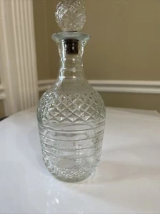 Vintage 1948 Pressed Glass Liquor Bottle Decanter with Facetted Round Stopper - Picture 1 of 12