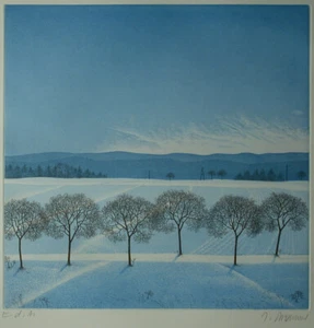 Josef Bramer nato 1948 a Vienna - Paesaggio invernale con fila di alberi. - Foto 1 di 16