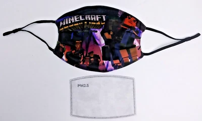 Minecraft Face Masks With Filters Lot Of 8 Cotton Washable Reusable Adjustable - Image 1 of 4
