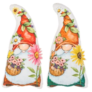 New 15.5" x 8" Colorful Garden Gnome Pillows - Set of Two - Picture 1 of 2