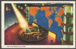 1939 Feria Mundial de Nueva York Chrysler Auto Building Rocket Port Postal Original - Imagen 1 de 2