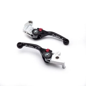 ASV Shorty Black F4 Clutch + Brake Lever Pair Pack For Suzuki DRZ400SM 2008-23 - Picture 1 of 3