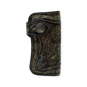 Rockertype Handcrafted Skull Leather Wallet - Black - Picture 1 of 4