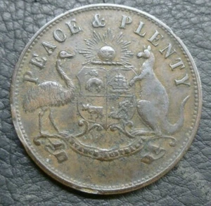 Australia Melbourne Victoria 1d Penny Token TN285 Peace & Plenty 1858 - Picture 1 of 2