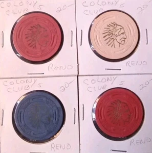 Lot of 4 Colony Club Blue,Red, Yellow CHIPS, RENO NV Casino ROULETTE - Picture 1 of 5