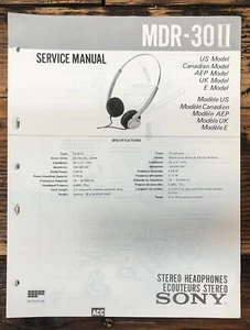 Sony MDR-30 II Manuale di servizio cuffie *originale* - Foto 1 di 1