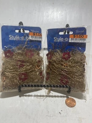 (Lot Of 2) Style-A-Bility 36” Red Flower Fringe - Image 1 of 2