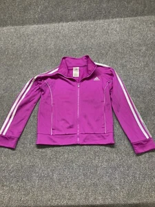 Adidas Track Jacket Girls Size 7/8 Purple Long Sleeve Full Zip - Picture 1 of 5