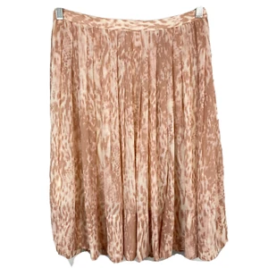 Club Monaco Rock Damen Gr. 8 Beige Tiermotiv fließend Chiffon Plissee gefüttert Reißverschluss - Bild 1 von 8