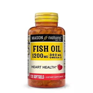 Mason Natural Fish Oil 1,200 mg Omega-3 - Cardiovascular Health, 120 Softgels - Picture 1 of 5