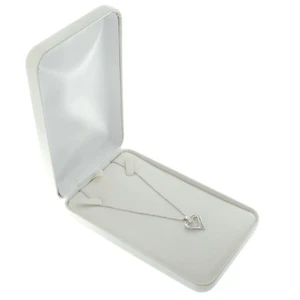 White Faux Leather Chain Necklace Box Display Jewelry Gift Boxes Classic 1/2 Dzn - Picture 1 of 5