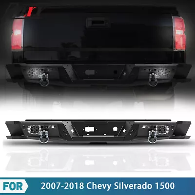 2007-2018 Rear Bumper For Chevy Silverado 1500/GMC Sierra 1500 Black Steel - Imagem 1 de 4
