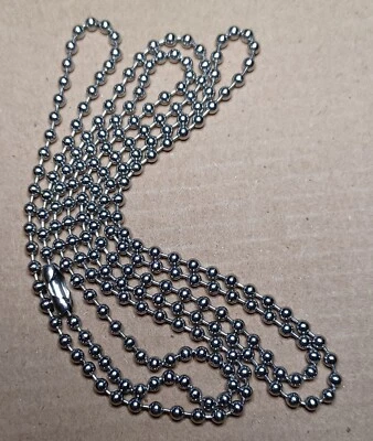 (2) 30 Inch Military Spec Stainless Steel Army Dog Tag 2.4mm Ball Chain Set of 2 - Image 1 of 4