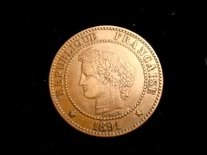 FRANKREICH. 3. Republik. 2 CENTIMES 1891. KM Y.42.1.  Kostenloser US-Versand. - Bild 1 von 2