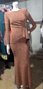 Golden Spandex Long Dress For Women Small - Picture 1 of 1