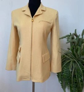 Burberry London Women’s Yellow 100% Lambswool Zip Jacket /Coat Size 4 EUC! $1495 - Picture 1 of 9