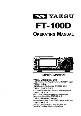 Manuale di istruzioni Operating Instructions per Yaesu FT-100 D