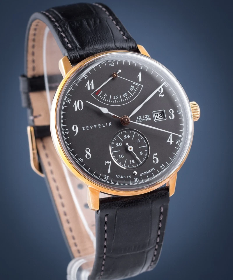 ZEPPELIN HINDENBURG LZ129 AUTOMATIC 40MM BLACK DIAL 7064-2 MEN'S WATCH NEW - Image 1 of 4