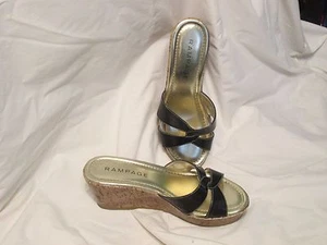 Sandalia de cuña de corcho cruzado negra Rampage talla 8 - Imagen 1 de 5