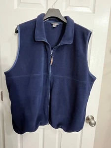 L.L. Bean Men's Fleece Vest Full Zip Navy Blue Size MR77 USA Fabric - Mexico - Picture 1 of 12