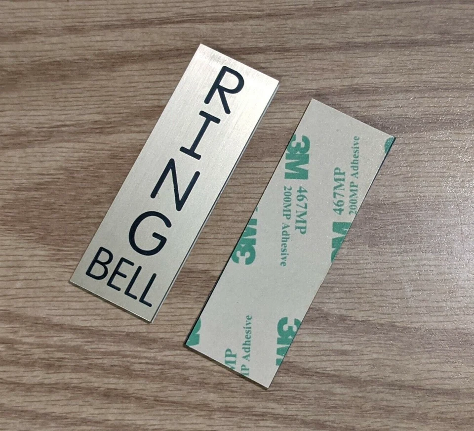 Grabado 3x1 Vertical ANILLO CAMPANA Dorado Timbre Letrero Placa Etiqueta con Adhesivo Foto 1 de 1