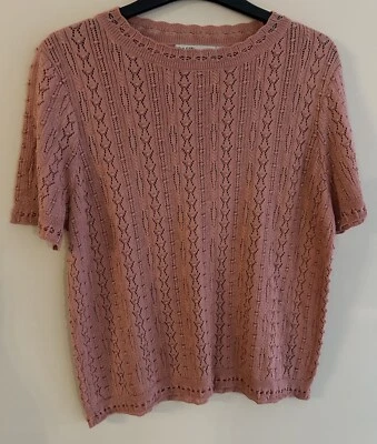 Oasis Blouse Top LARGE Pink Knit Stretch Christmas Party Winter - Image 1 of 4