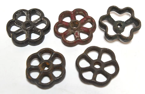 5 VINTAGE INDUSTRIAL VALVE HANDLES FAUCET KNOBS STEAMPUNK Cover