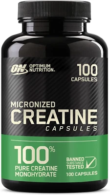 GLANBIA PERFORMANCE NUTRITION Optimum Nutrition Creatine Monohydrate Capsules, 2500mg, Keto Friendly, 100 Caps