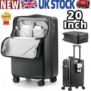 Cabin Case Hand Luggage Carry on Suitcase 4 Wheel Lightweight With Lock & Pocket - Picture 1 of 11