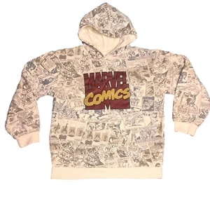 Marvel Long Sleeve Hoodie All Over Comic Print Boys Size Large Off White  - Picture 1 of 9