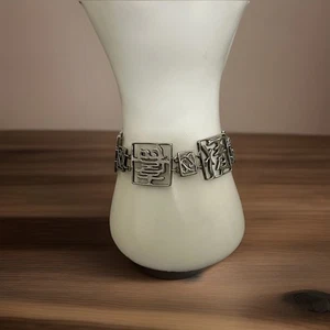 "Pulsera vintage con panel de caracteres chinos de ley mide 9""" - Imagen 1 de 5