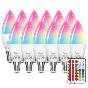 E12 LED Bulb Color Changing Candelabra Light Bulb with Remote Control, 50W In... - Picture 1 of 7