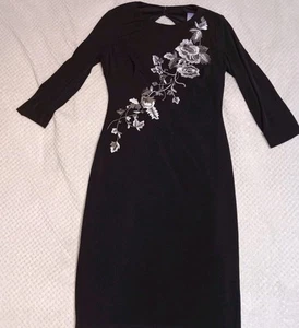 JS Collection Long Sleeve Bodycon Dress Whimsigoth Dark Floral Gothic Sz 4 - Picture 1 of 12