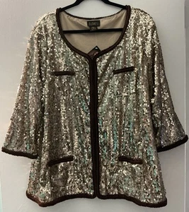 Iman Champagne Sequin Jacket NWT Size 3X - Picture 1 of 11